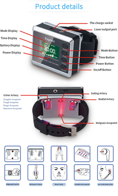 Configurazione dell'orologio di terapia laser di ipertensione in batteria al litio